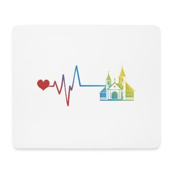 Church Pulse Heartbeat - Mouse Pad (horizontal) - white - Front
