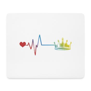 Krone Silhouette Puls Herzschlag - Mousepad (Querformat) - Weiß - Vorne