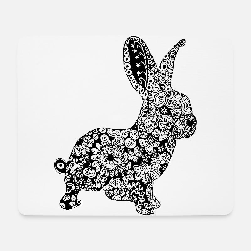 Rabbit, Rabbit, Hare, Rabbit Mandala - Mouse Pad (horizontal) - white