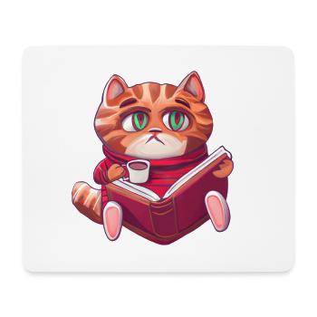 Katze Lesen Bücher Buch - Mousepad (Querformat) - Weiß - Vorne