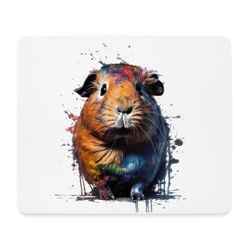 Cochon d’Inde à l’aquarelle avec une peinture colorée - Tapis de souris (format paysage) - blanc - Devant