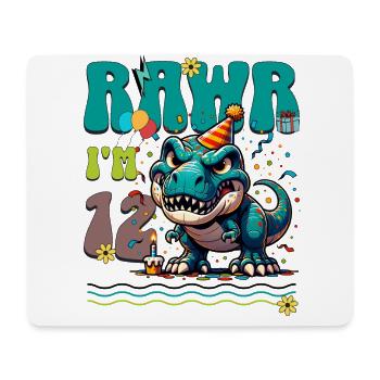 12e anniversaire Rawr T Rex dinosaure - Tapis de souris (format paysage) - blanc - Devant