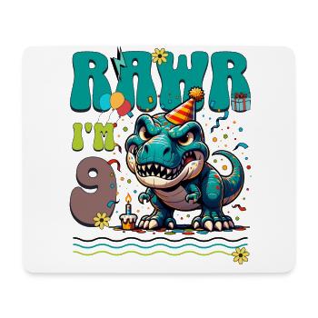 9ème anniversaire Rawr T Rex Dinosaure - Tapis de souris (format paysage) - blanc - Devant
