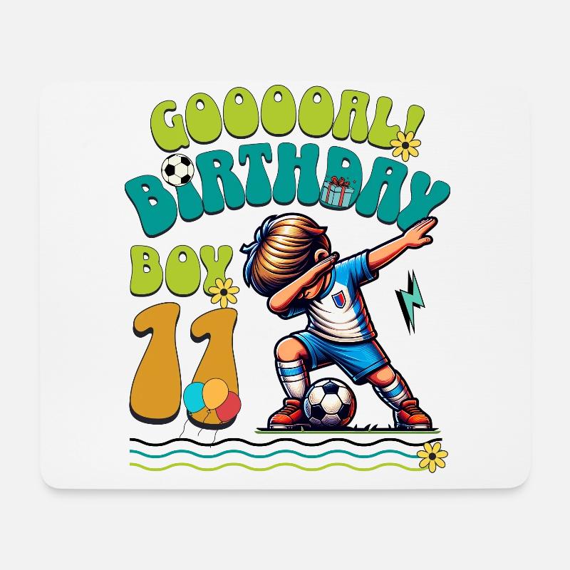 11. Geburtstag Fußball - Mousepad (Querformat) - Weiß