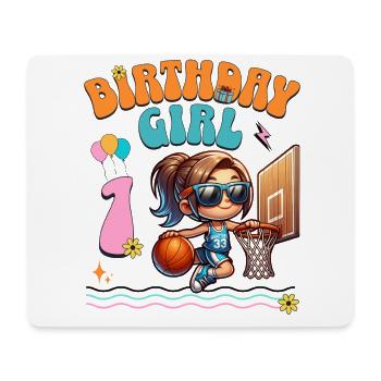 basket-ball 1er anniversaire fille basketteur - Tapis de souris (format paysage) - blanc - Devant