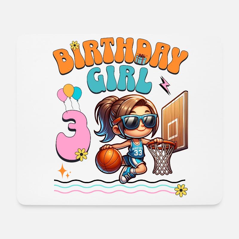 Basketball 3. Geburtstag Mädchen Basketballerin - Mousepad (Querformat) - Weiß