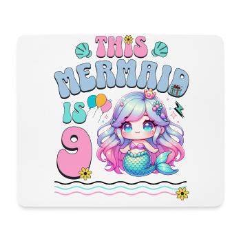 Mermaid 9th Birthday Girl Kids - Mouse Pad (horizontal) - white - Front