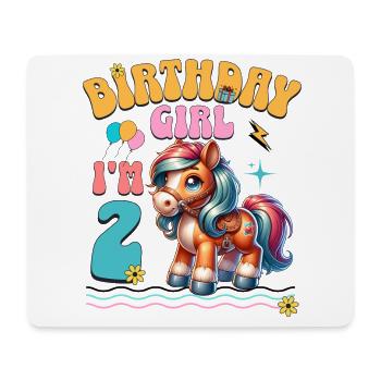 poney 2e anniversaire fille équitation - Tapis de souris (format paysage) - blanc - Devant