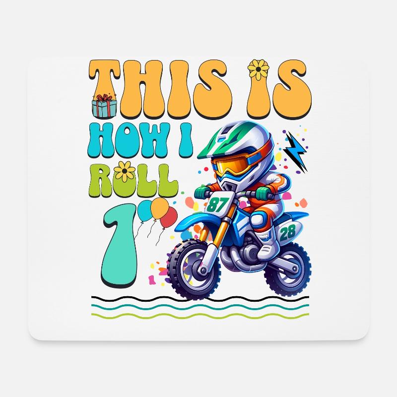 Motocross 1. Geburtstag - Mousepad (Querformat) - Weiß