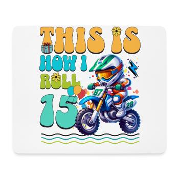 Motocross 15. Geburtstag - Mousepad (Querformat) - Weiß - Vorne