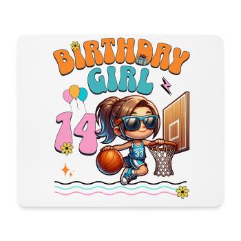 Basketball 14. Geburtstag Mädchen Basketballerin - Mousepad (Querformat) - Weiß - Vorne