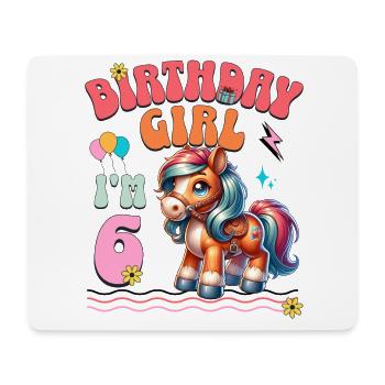 6ème anniversaire fille équitation - Tapis de souris (format paysage) - blanc - Devant