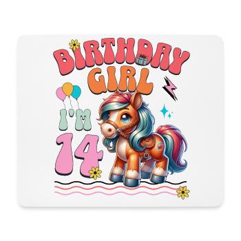 14e anniversaire fille équitation - Tapis de souris (format paysage) - blanc - Devant