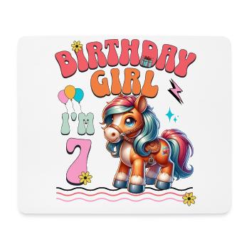7ème anniversaire fille équitation - Tapis de souris (format paysage) - blanc - Devant