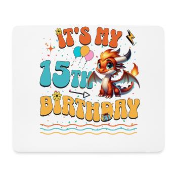 Drache 15. Geburtstag Drachen - Mousepad (Querformat) - Weiß - Vorne