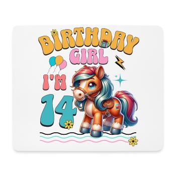 14e anniversaire fille équitation - Tapis de souris (format paysage) - blanc - Devant