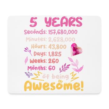 5 years old! Birthday gift for 5th birthday - Mouse Pad (horizontal) - white - Front