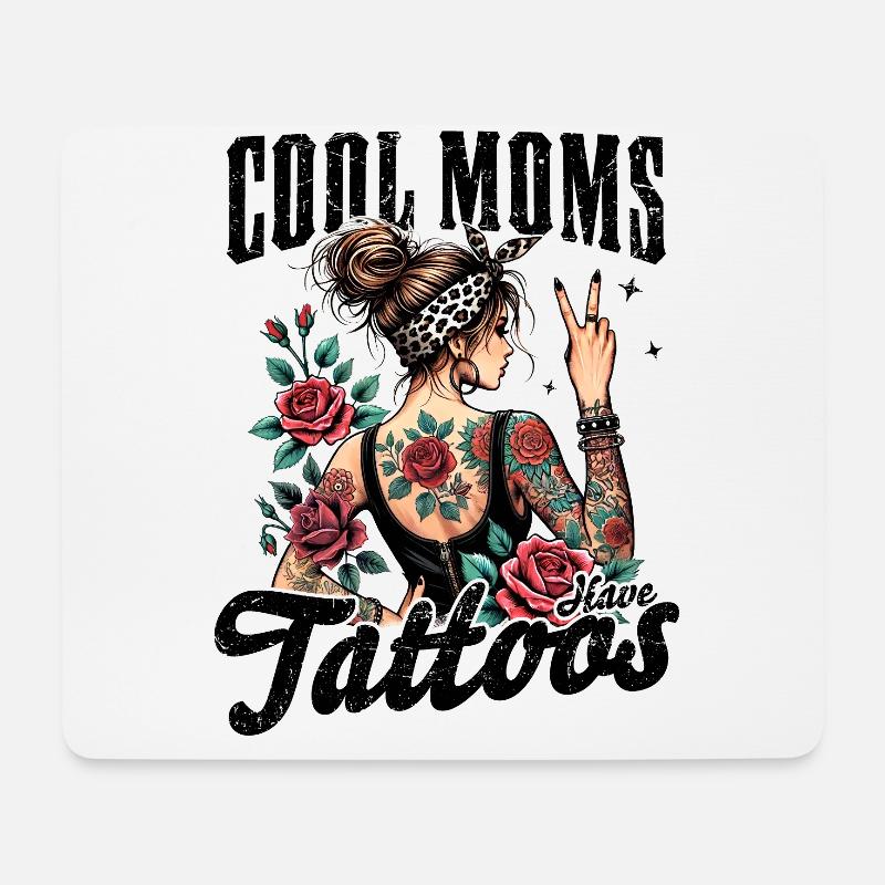 Cool Moms Have Tattoos - Mousepad (Querformat) - Weiß