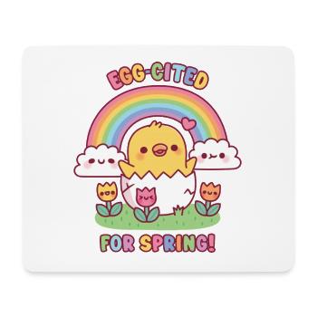 Cute Chick Tulips And Rainbow Egg-cited For Spring - Mouse Pad (horizontal) - white - Front
