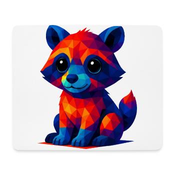 WPAP Polygon Kawaii Style Animals Baby Raccoon - Mouse Pad (horizontal) - white - Front