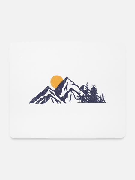 Berg Sonnenuntergang Natur Illustration - Mousepad (Querformat) - Weiß