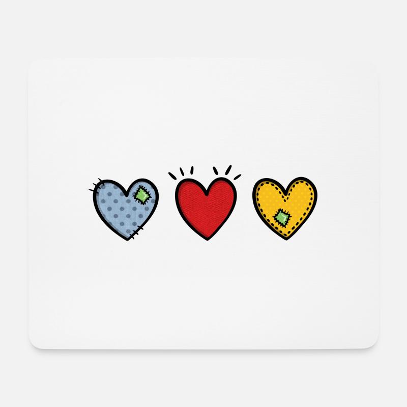 Bunte Herzen hoch 3 - Liebe, Vielfalt, Familie - Mousepad (Querformat) - Weiß
