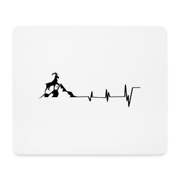 Herzschlag - Ziege - Berg - (3) - Mousepad (Querformat) - Weiß - Vorne