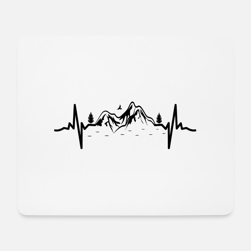 Herzschlag Berg - Mousepad (Querformat) - Weiß