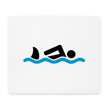 schwimmen mit Hai - Mousepad (Querformat) - Weiß - Vorne