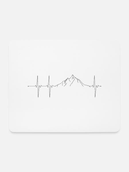 Herzschlag Berg - Mousepad (Querformat) - Weiß