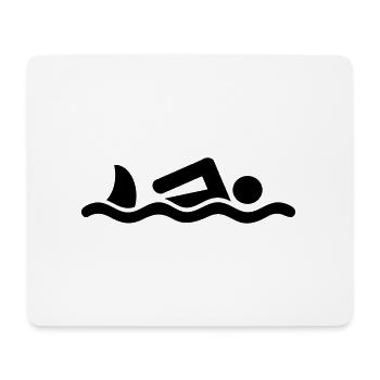 Nageur avec un requin - Tapis de souris (format paysage) - blanc - Devant