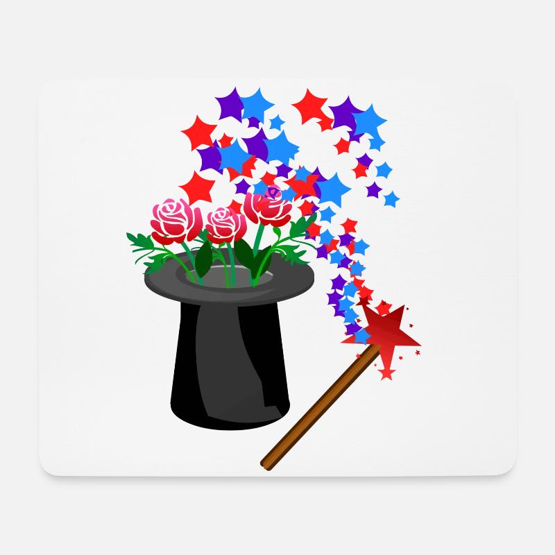 Zauberhut Zauberstab Blumen Sterne - Mousepad (Querformat) - Weiß
