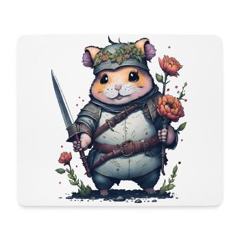Hamster-Samurai: Ninja Hamster-Held - Mousepad (Querformat) - Weiß - Vorne