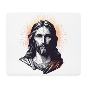 Jesus Vektor Polygon Christus Kopf Religion - Mousepad (Querformat) - Weiß - Vorne