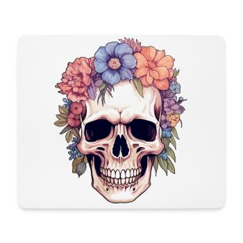 Human Skull & Flowers 14 - Mouse Pad (horizontal) - white - Front