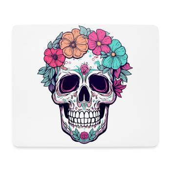 Human Skull & Flowers 31 - Mouse Pad (horizontal) - white - Front