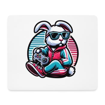 Lapin de Pâques Gamer pour les nerds et les joueurs - Tapis de souris (format paysage) - blanc - Devant