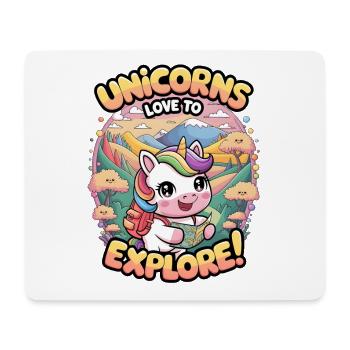 Einhörner lieben es zu erkunden! - Mousepad (Querformat) - Weiß - Vorne