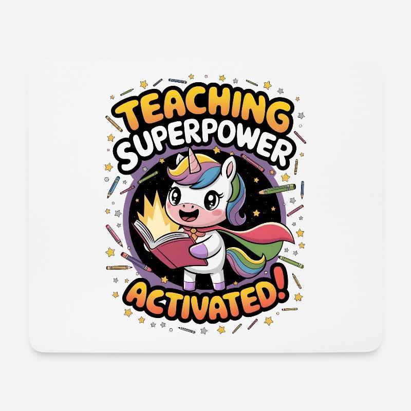 Superpouvoir d’enseignement activé ! - Tapis de souris (format paysage) - blanc