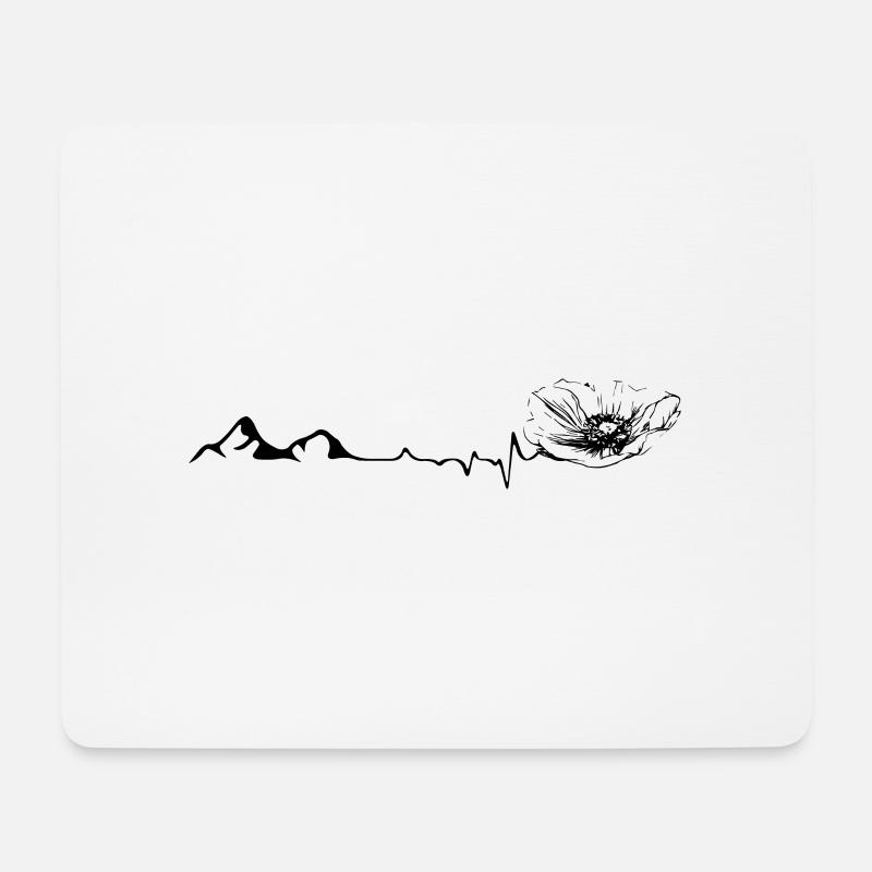 Fleur - Battement de cœur - Montagne - (3) - Tapis de souris (format paysage) - blanc