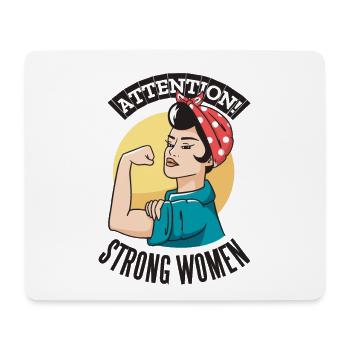 ATTENTION STRONG WOMEN Powerfrauen Frauenpower - Mousepad (Querformat) - Weiß - Vorne