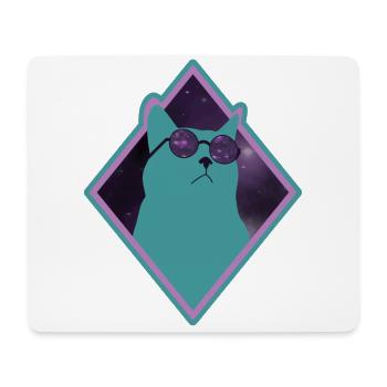 Katze Galaxy grün - Mousepad (Querformat) - Weiß - Vorne