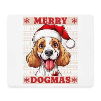 Chien Noël laid joyeux dogmes père Noël chapeau - Tapis de souris (format paysage) - blanc - Devant