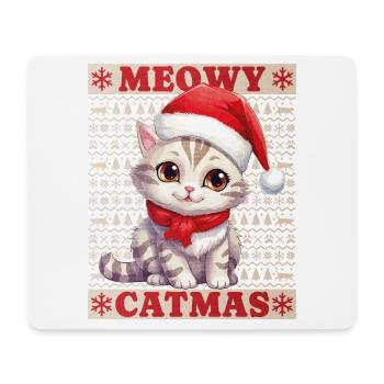 Cat Christmas Merry Meowy Catmas Ugly Cute - Mouse Pad (horizontal) - white - Front