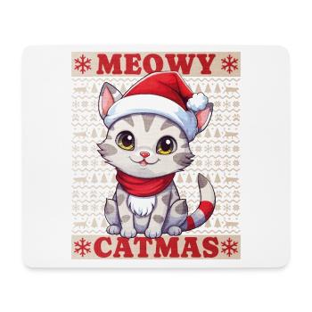 Cat Christmas Merry Meowy Catmas Ugly Cute - Mouse Pad (horizontal) - white - Front