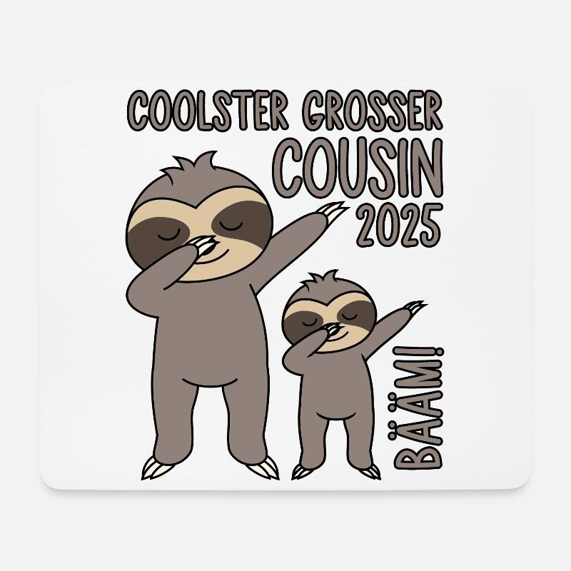 Dabbing Faultier Bääm! Coolster Großer Cousin 2025 - Mousepad (Querformat) - Weiß
