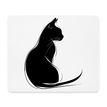 Katze Silhouette Umriss Zeichnung Lineart Kunst - Mousepad (Querformat) - Weiß - Vorne