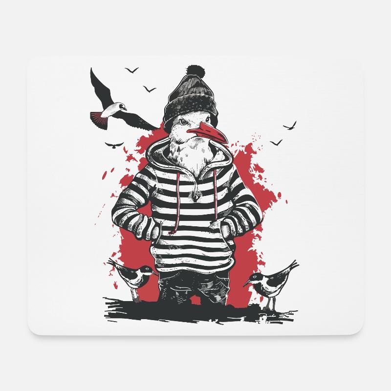Möwe Matrose Kapitän Seemann Nordsee Ostsee Moin - Mousepad (Querformat) - Weiß