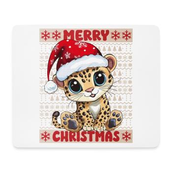 Leopard Ugly Christmas Weihnachten Xmas Süß - Mousepad (Querformat) - Weiß - Vorne