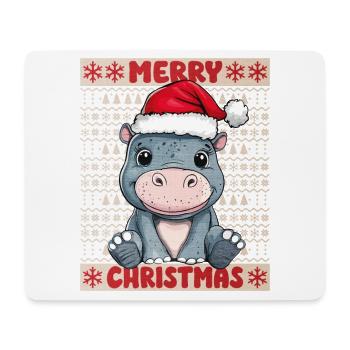 Nilpferd Ugly Christmas Weihnachten Xmas Süß - Mousepad (Querformat) - Weiß - Vorne